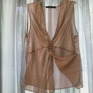 ZARA Basic Collection Metallic Gold Twist Top